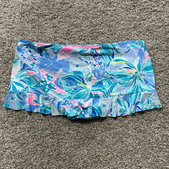 Lilly Pulitzer Sz 2 Swim Skirt Bottoms With Ruffle Hem & Tropical Print Multicol - Picture 8 of 8